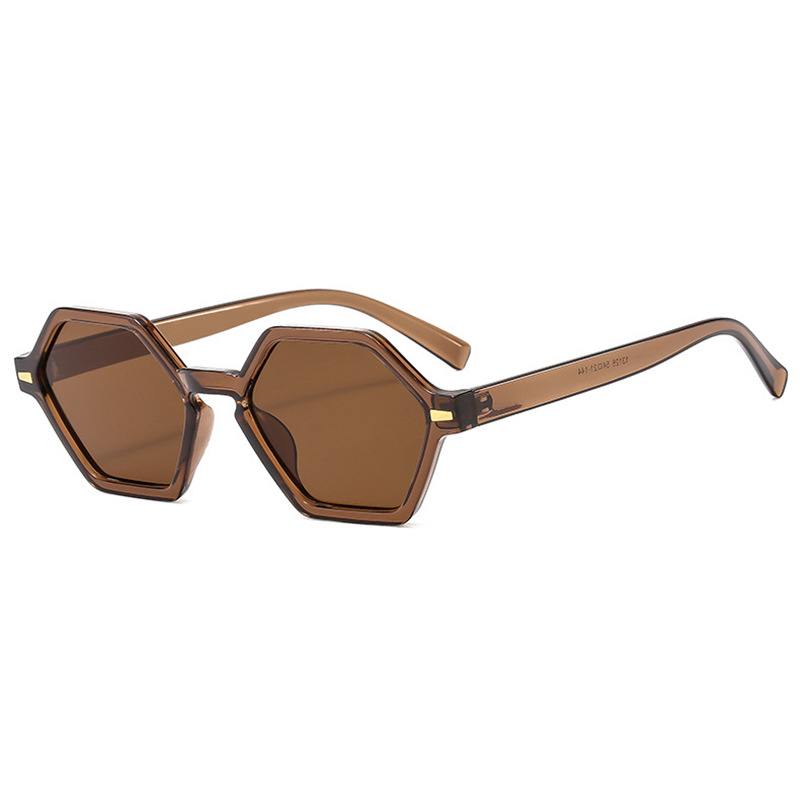 Cross-border europeo y americano retro pequeño marco hexagonal simple arroz con uñas gafas de sol para exteriores estilo ins