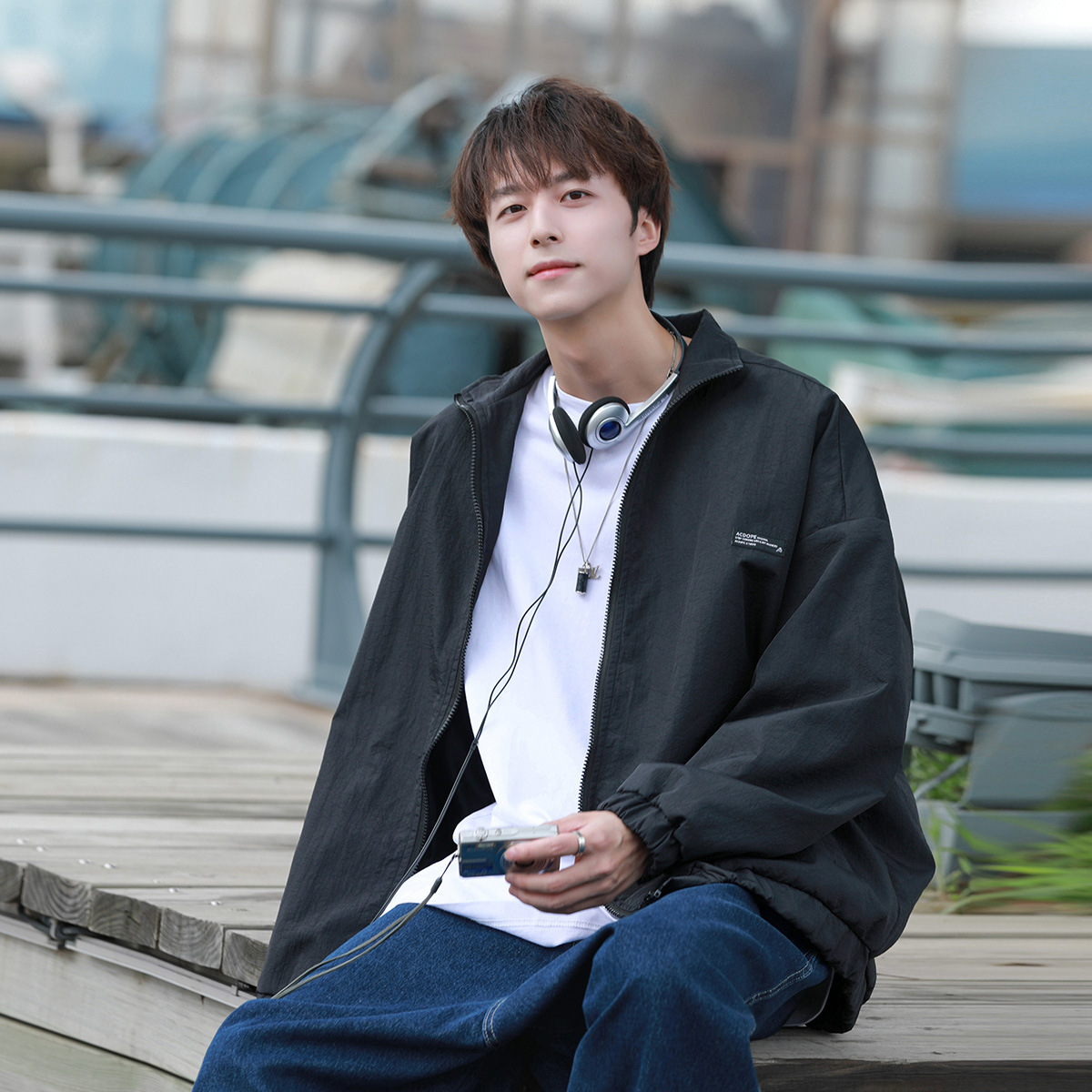 Collar del soporte abrigo de los hombres moda ins Hong Kong estilo simple casual Top primavera suelta marca pu Shuai chaqueta entrenador