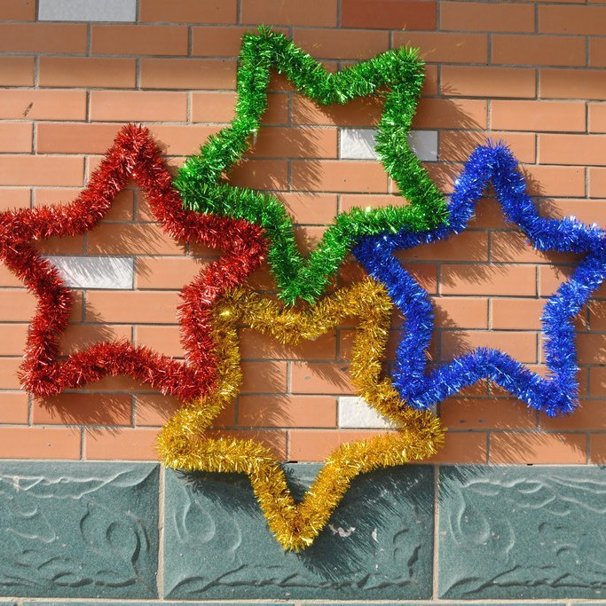 Navidad estrella de cinco puntas tira de color guirnalda de 35cm engrosada corona de estrella de cinco puntas colgante de decoración del hogar