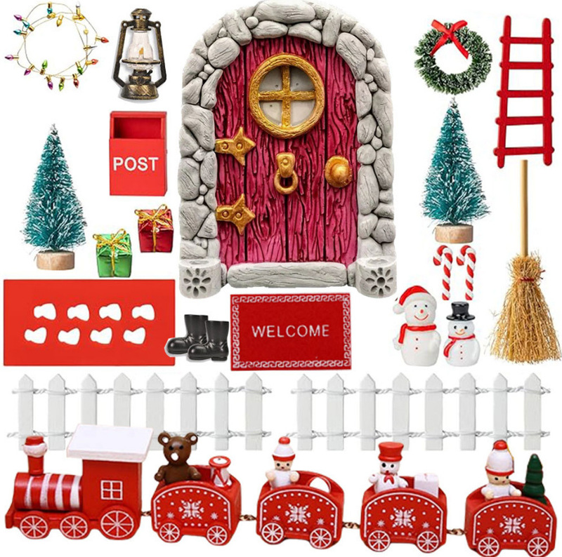 1:12 Christmas Elf Door Set Mini Doll House Surprise Christmas Decoration Scene House 1:12 Christmas Elf Door Set Mini Doll House Surprise Christmas Decoration Scene House