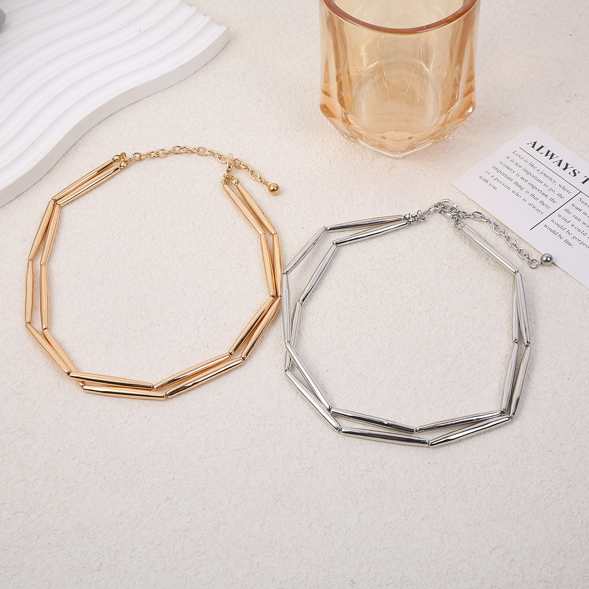 Minimalist Layered Necklace In Gold Delicate Chains Quiet Luxury_voghion.com