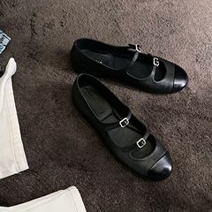 葡萄媽 2024新款源利通圓頭復古法式平底淺口百搭瑪麗珍女單鞋