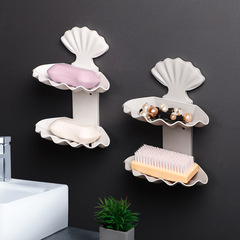 YX Double Layer Drainage Suction Soap Dish, Wall-Mounted Soap Holder, No-Drill Bathroom Soap Dispenser, Suction Cup Soap Rack