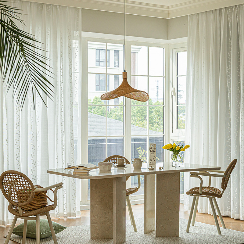 Spring and summer anti-ultraviolet mirror yarn curtain gauze curtain transparent opaque white yarn balcony sun protection and heat insulation elegant