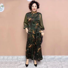 高端时尚套装女2025夏季新款宽松大码中老年妈妈装上衣裤子两件套