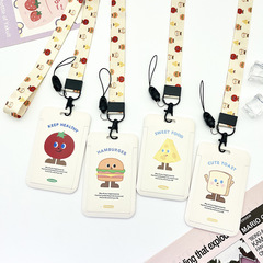 ABS push-pull cute cheese cartoon card holder bus card subway card bag long rope manufacturer wholesale