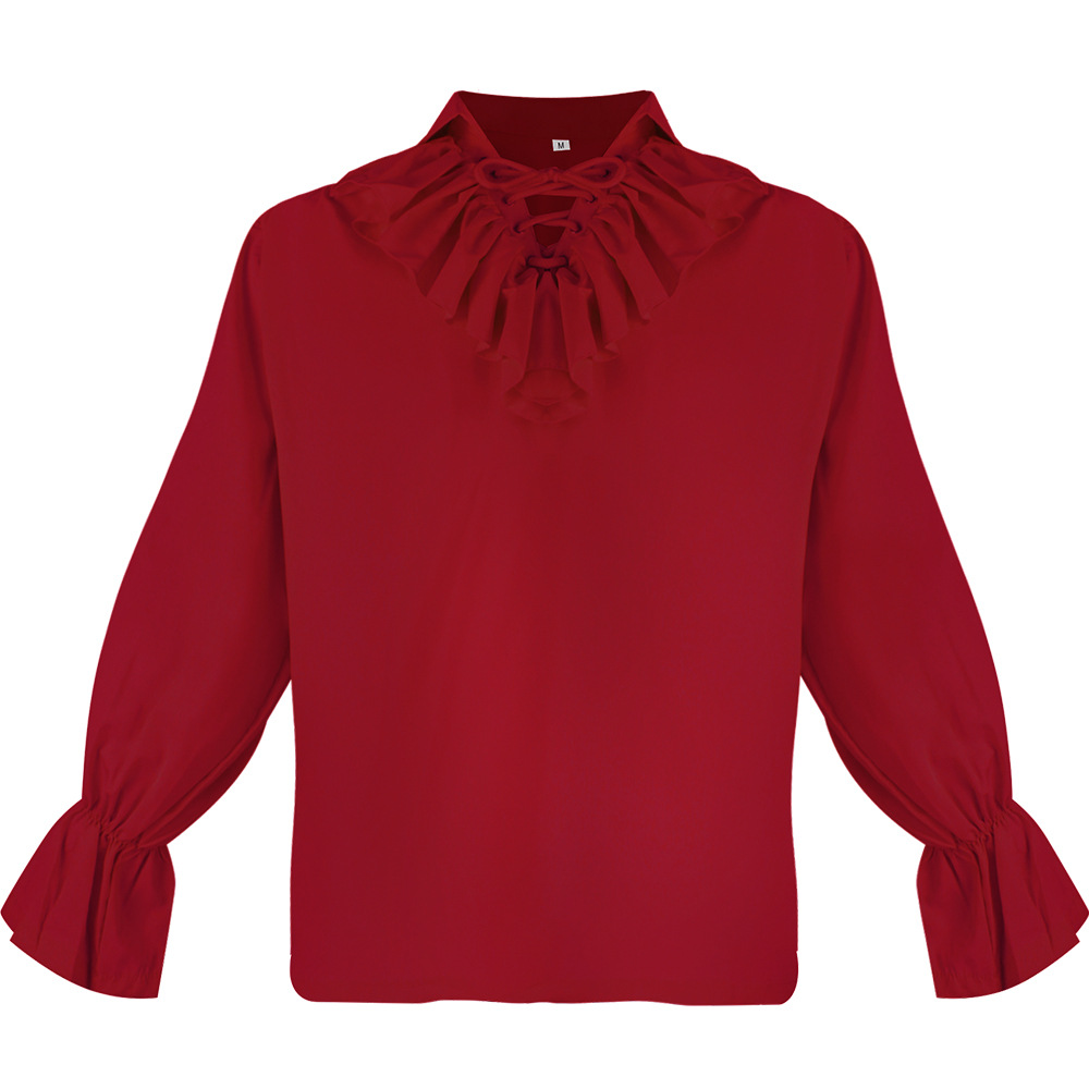 빨간 푹신한 소매 셔츠