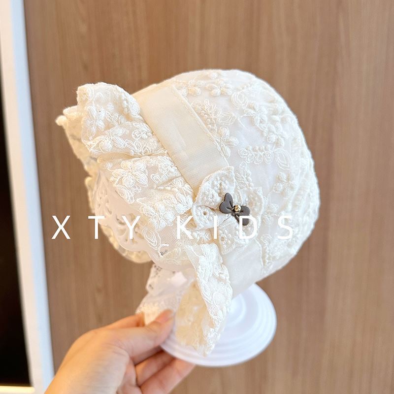 Fashionable Baby Girl Sun Hat Summer Thin Princess Lace Bow Small Month Old Baby Hat for 100 Days Photo Taking