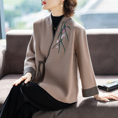 洋気高貴夫人ファッションコート春秋タイプの中高年女性は服を着て、お母さんは秋服のニットカーディガンを着ます。