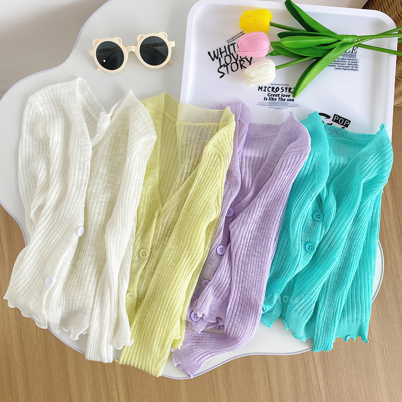 Children's Knit Cardigan for Girls - 2023 New Summer Trendy Baby Thin Sun Shirt 0158