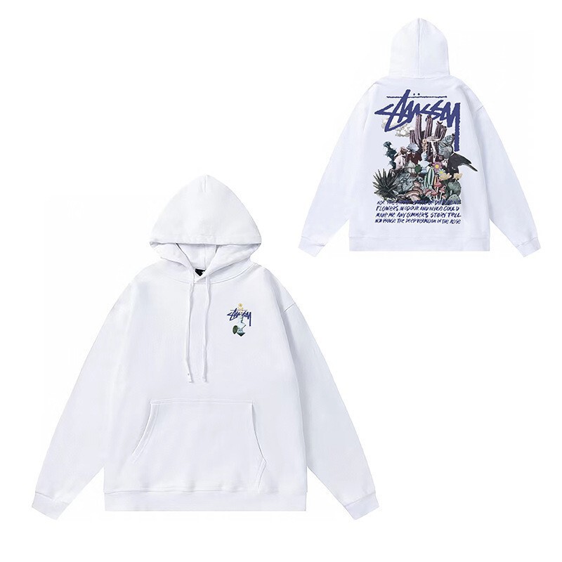 2025 Trendy Brand Stussy Sweatshirt Hooded Autumn and Winter New Letter Dice Black Eight Hooded Couple Wear