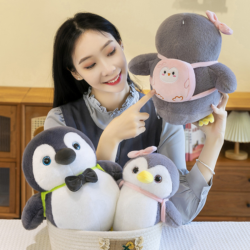 新しいかわいいバックパックペンギンカップル人形ぬいぐるみ人形クリエイティブ子供人形誕生日ギフト卸売|undefined