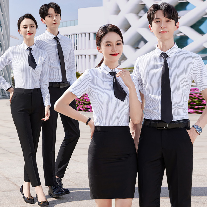 Blue Striped Shirt Women's Professional Long-sleeved Vertical Striped Shirt Non-ironing Temperament Bank Work Clothes Pinstripe