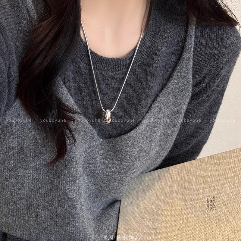 Collier pendentif goutte d'eau minimaliste pour femme, automne-hiver, style simple et élégant, long et décontracté._voghion.com