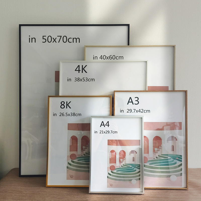 Poster Frame Scandinavian Decorative Painting Aluminum Alloy Photo Frame Metal Picture Frame Fixed Seat Cartoon Illustration Living Room Hanging Picture Frame