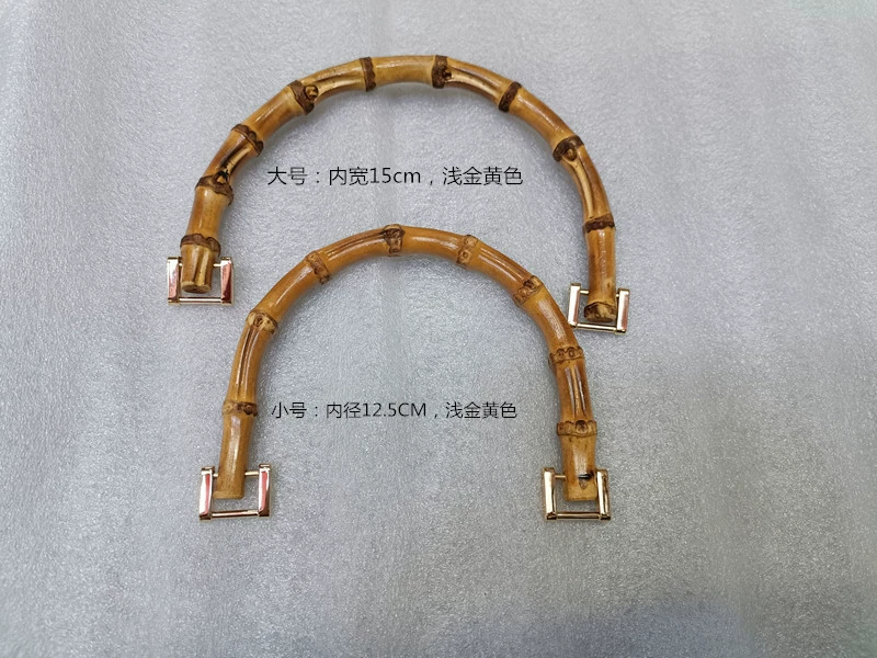 Трансграничная внутренняя ширина бамбукового корня 15 см с золотой квадратной пряжкой, ручка сумки, внутренняя ширина 12,5 см с ручкой с золотой квадратной пряжкой