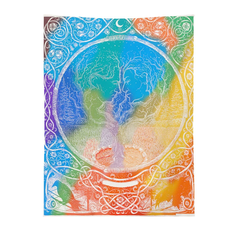 Гобелен, радужный канва для кровати, пингвин