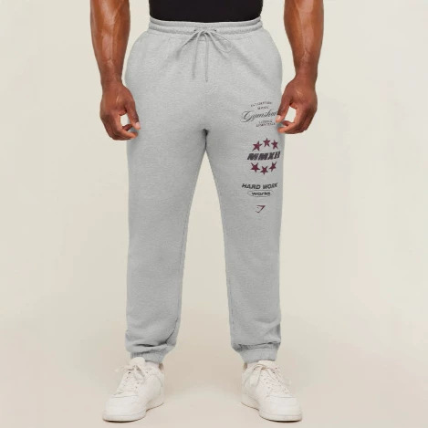 GYMSHARK Men's Sports Pants Jogger Gym Muscle Fitness Casual Pants Cotton Printed Trousers