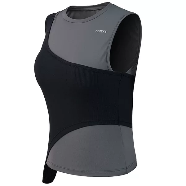 Cross-Border Tops, Sleeveless Running, Color Matching, Fitness Yoga Clothes, Trendy Sports Vests for Women, Slimming and Thin Outer Wear