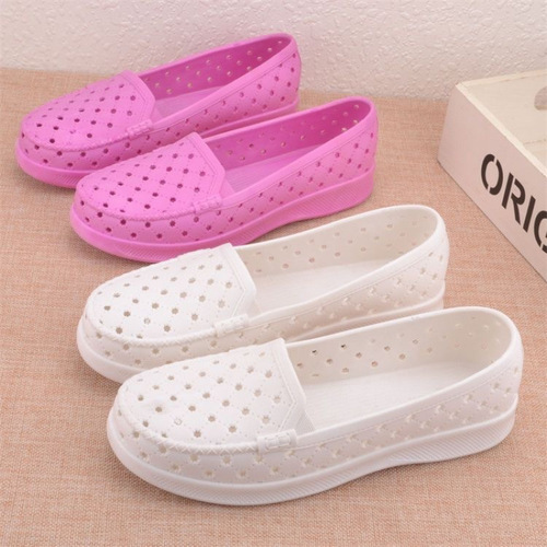 Women's Soft Sole Mother's Shoes, Breathable and Non-Slip Slides, Holes, White Nurse Shoes, Hospital White Shoes, Rain Shoes for Summer