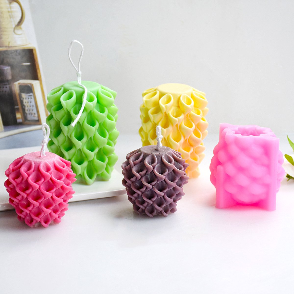 DIY Morning Glory Column Candle Silicone Mold Geometric Minimalist Lotti Flower Column Scented Candle Making Decor