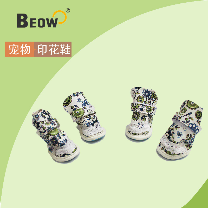 애완 동물 인쇄 애완 동물 신발 부드러운 바닥 개 신발 테디 베어 Bomei 귀여운 강아지 Pu 신발 공장 공급