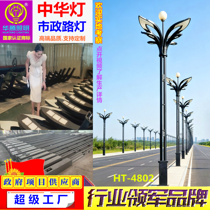 华腾定制中华灯市政工程路灯10米12米15米景观灯道路照明组合灯