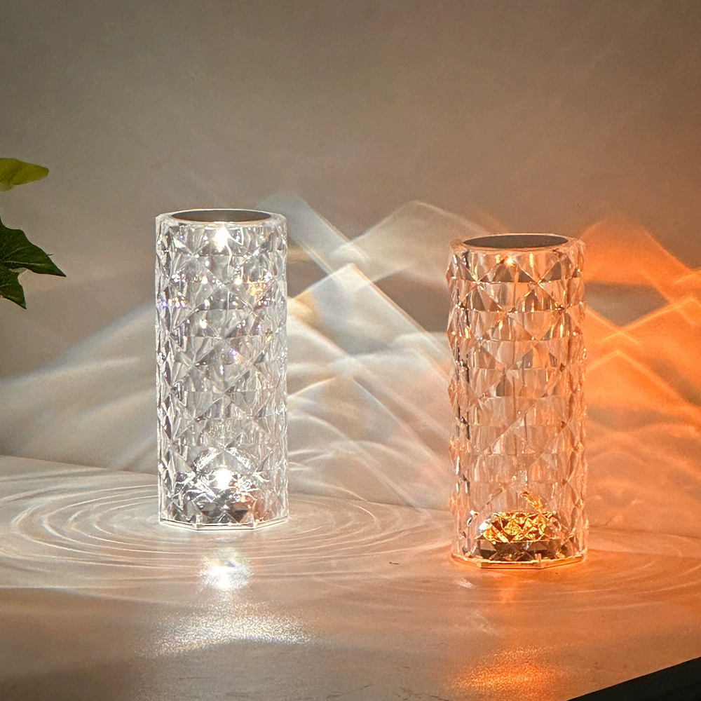 Трансграничная интернет-знаменитость, светодиодная хрустальная роза, скандинавская простая атмосферная лампа, прикроватный ночник для спальни, перезаряжаемая лампа