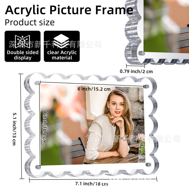 Magnetic photo frame Double-sided magnet photo frame 10 10mm thick block transparent photo fan-shaped photo frame can be placed independently