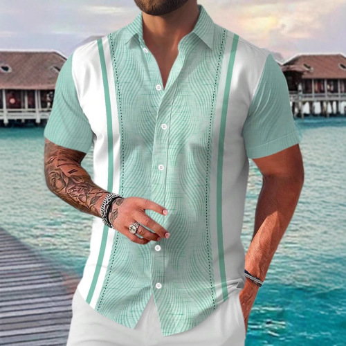 Stylish and Versatile Geometric Short-Sleeve Shirt MB1 for Independent Online Store