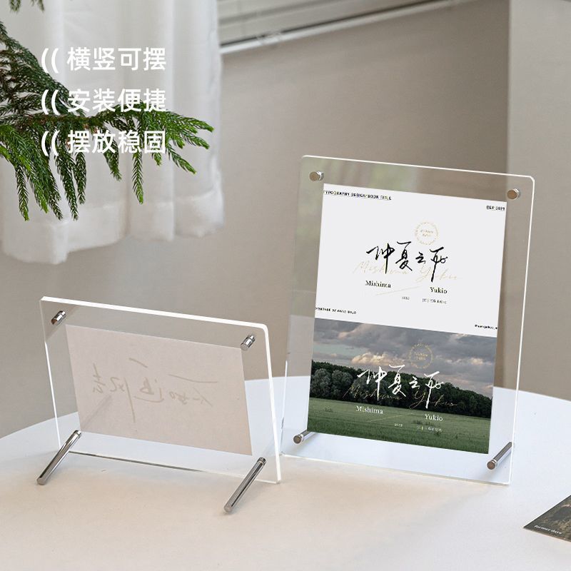 Transparent Acrylic Photo Frame Table, Various Sizes of Postcard Wall Display Stand, Photo Frame for Printable Photos