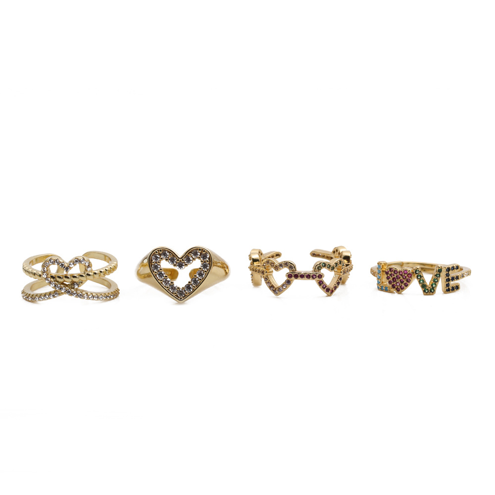 Fashion Copper Gold-plated Heart Dripping Oil Open Adjustable Ring display picture 8