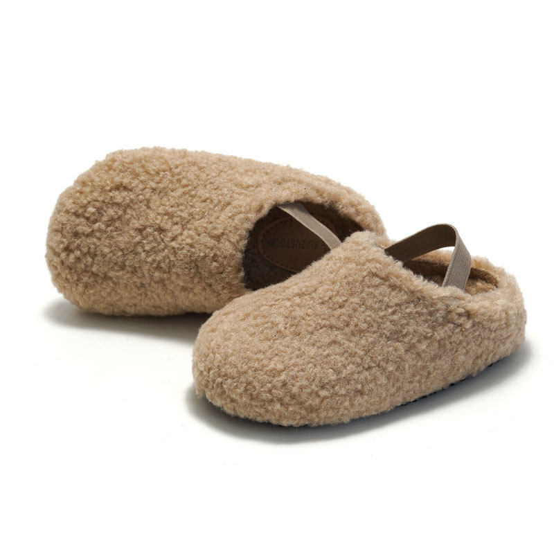Ruizu Nieuwe Kinderschoenen van Harige Zachte Kurk, Warme Sandalen voor Jongens, Katoenen Pantoffels voor Meisjes, Polar Fleece_voghion.com