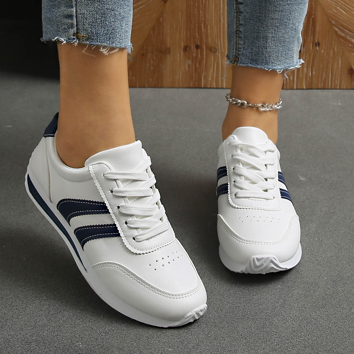 White Shoes for Women, Forrest Gump Shoes, Running Shoes, Women's Shoes, Korean Style Trendy Lace-Up Sports Casual Shoes, Fashionable and Versatile Sports Shoes