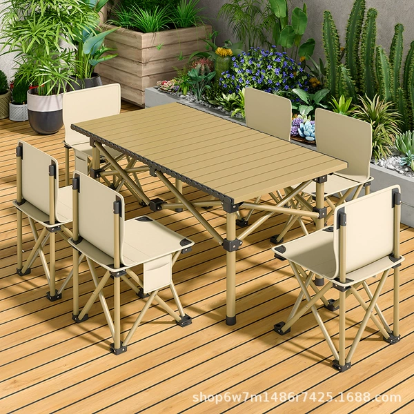 Yellow 95*55*50 long table + 6 folding chairs