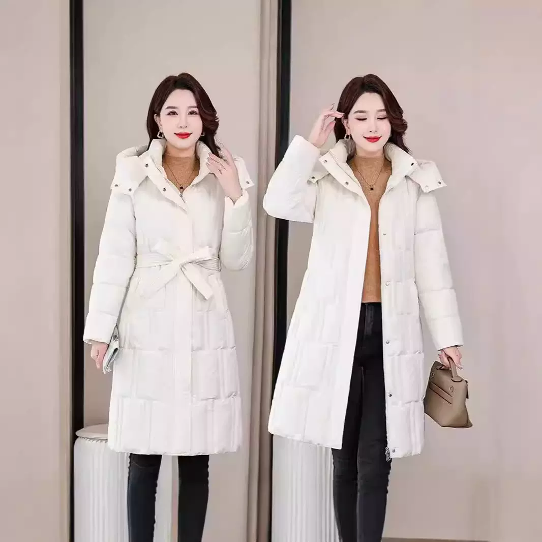 新中长款收腰可脱卸帽棉衣女装冬季韩版宽松显瘦连帽防寒服厚外套
