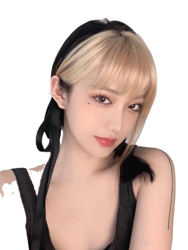 Anime bangs wig for women Jennie golden bangs invisible air bangs hairline filler hairpiece