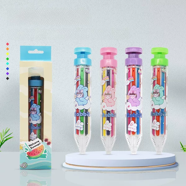 Rotating crayons non-dirty hand wax pen wholesale 8-in-1 rotating multi-color crayons children's plastic 8-color push crayons