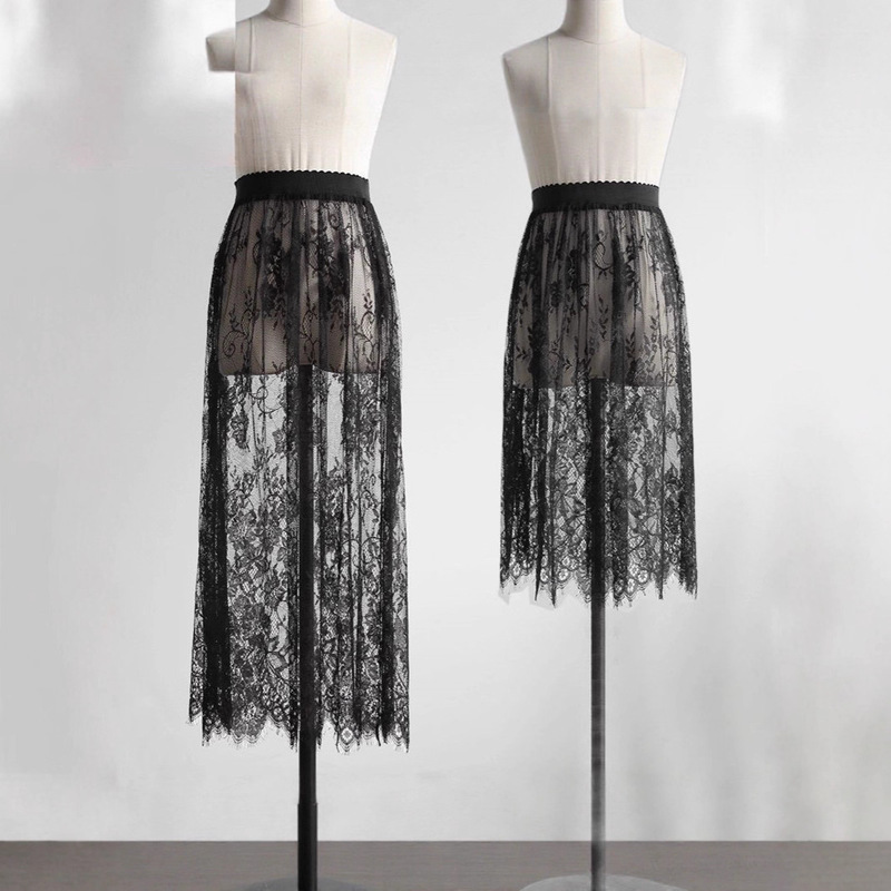 Long Lace Skirt for Women Spring, Summer and Autumn 2025 New Style High-Waisted Layered Butt Curtain Gentle Style Cut Out Long Skirt