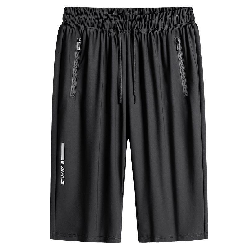 Summer Men's Casual Thin Outer Wear Loose Shorts Ice Silk Sports Large Size Air-Conditioned Mountain Climbing Elastic Cropped Pants