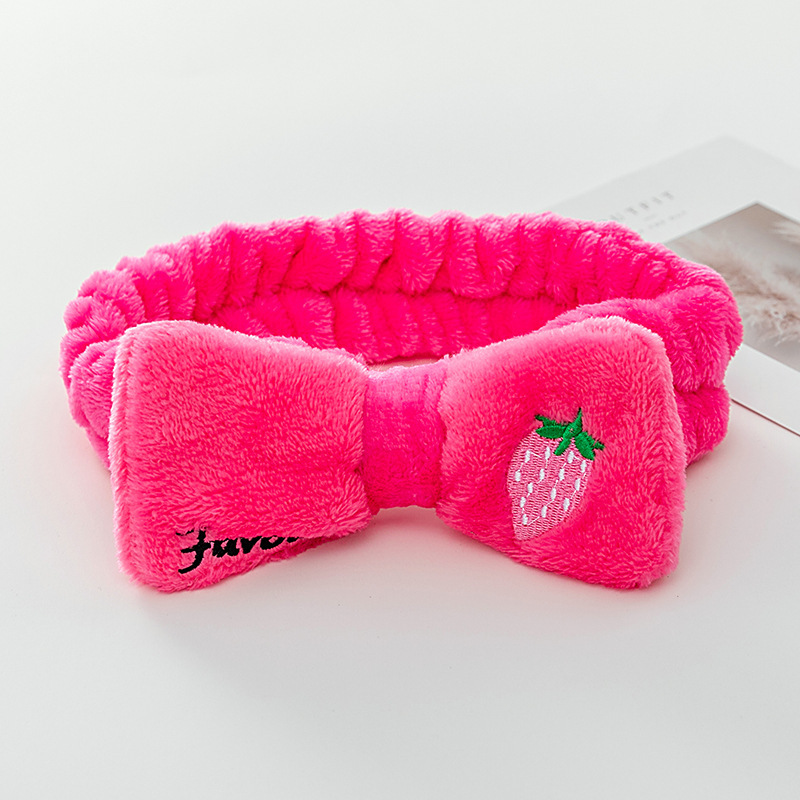 [Pequeña venta al por mayor] lavado de cara máscara de maquillaje de todo fósforo Linda fresa bordado arco banda de pelo