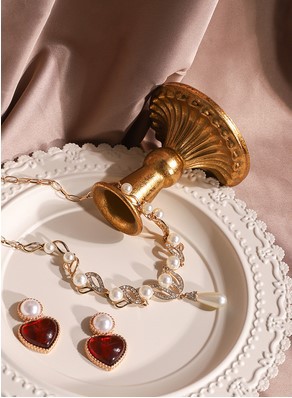 复古欧式白色花边铁艺首饰展示收纳盘耳环项链展示摆件