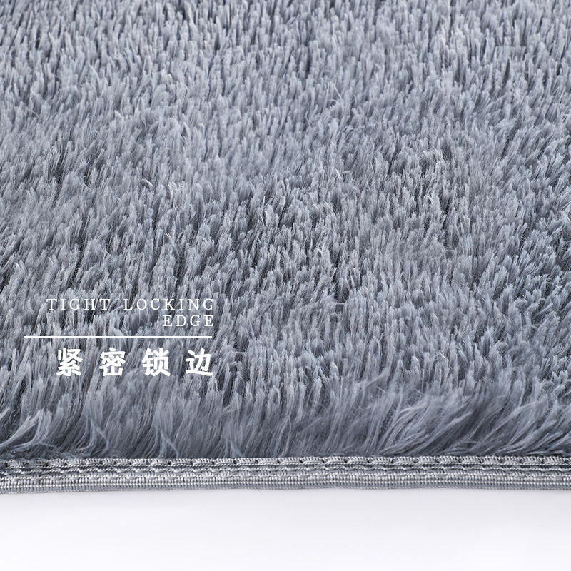 Fábrica al por mayor de lana larga alfombra tie-dyed degradado de color engrosada alfombra de cifrado sala de estar dormitorio mesita de noche alfombra manta de noche