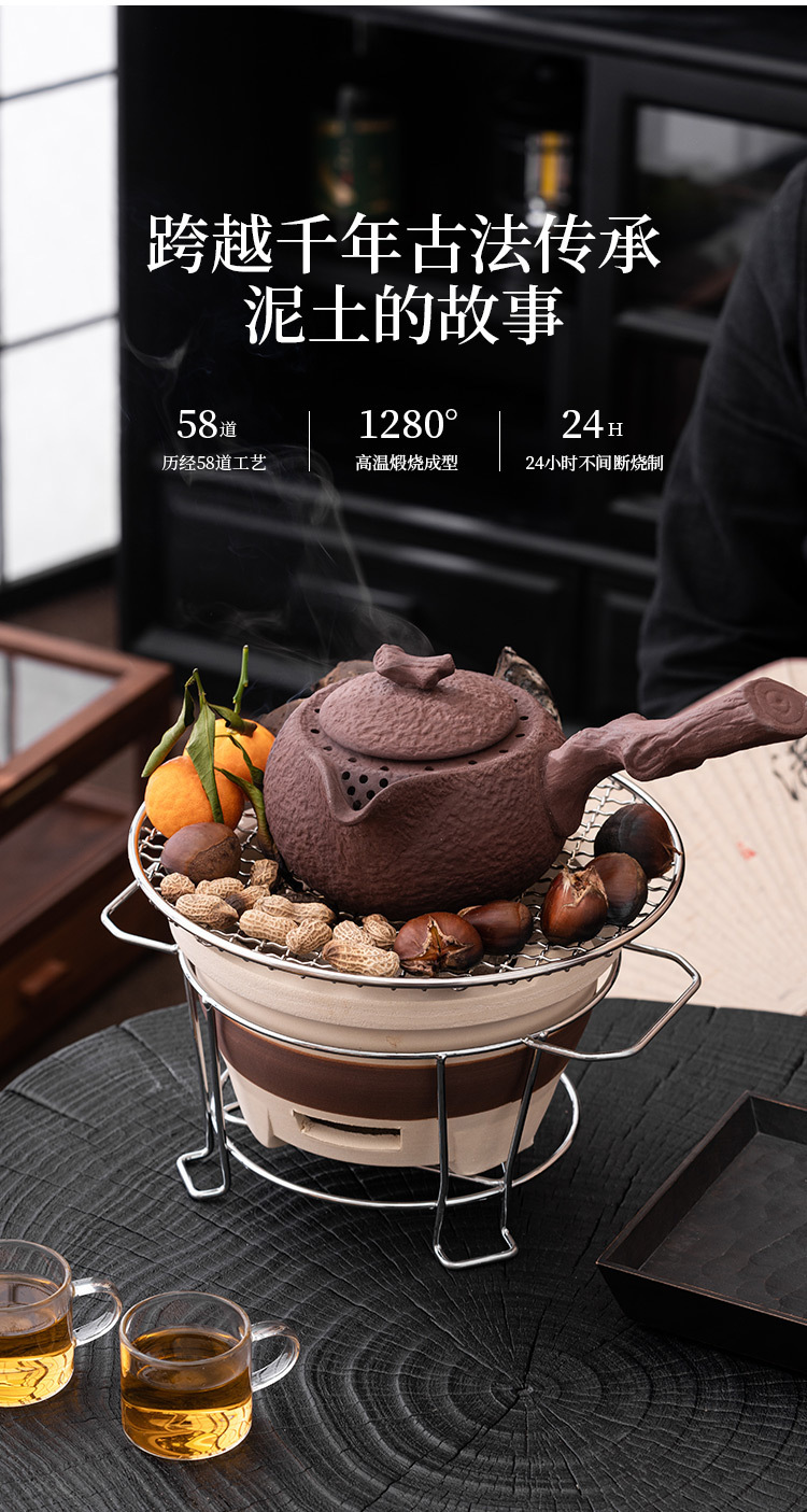 Tea roasting stove, earthenware barbecue, small clay stove, air stove, household indoor and outdoor tea roasting equipment, charcoal stove, carbon stove pic 6