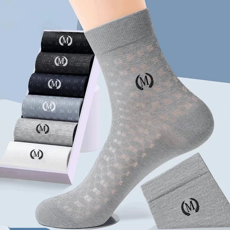 New Explosions Trendy Thin M Trendy Socks Letter Mesh Breathable High-end Dark Flower All-match Casual Socks Men's Socks