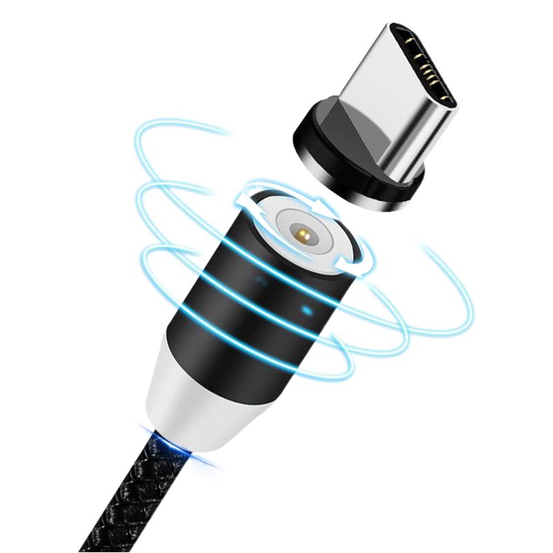 360 grados ciego magnético redondo magnético streamer cable de carga para Android Apple typec cable de datos magnético