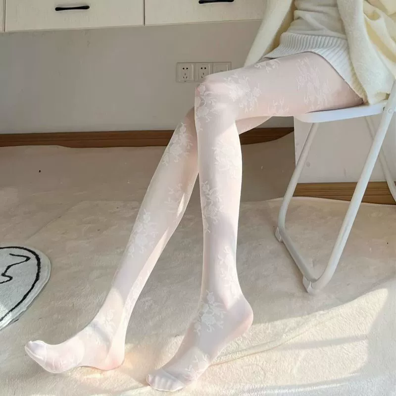 Японские девушки белые чулки колготки сексуальные жаккардовые тонкие чулки до колен леггинсы носки 2023
