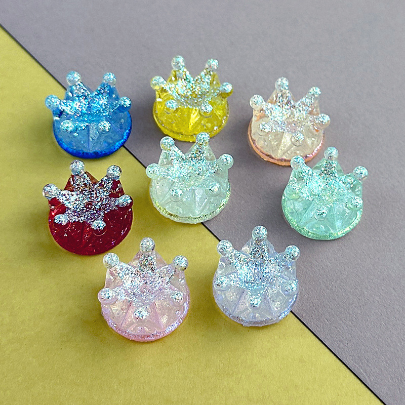 Luminous Sparkling Crown 18*18mm Resin DIY Kidsren's Bracelet Hairpin Hair Accessories Keychain Material Jewelry Accessories