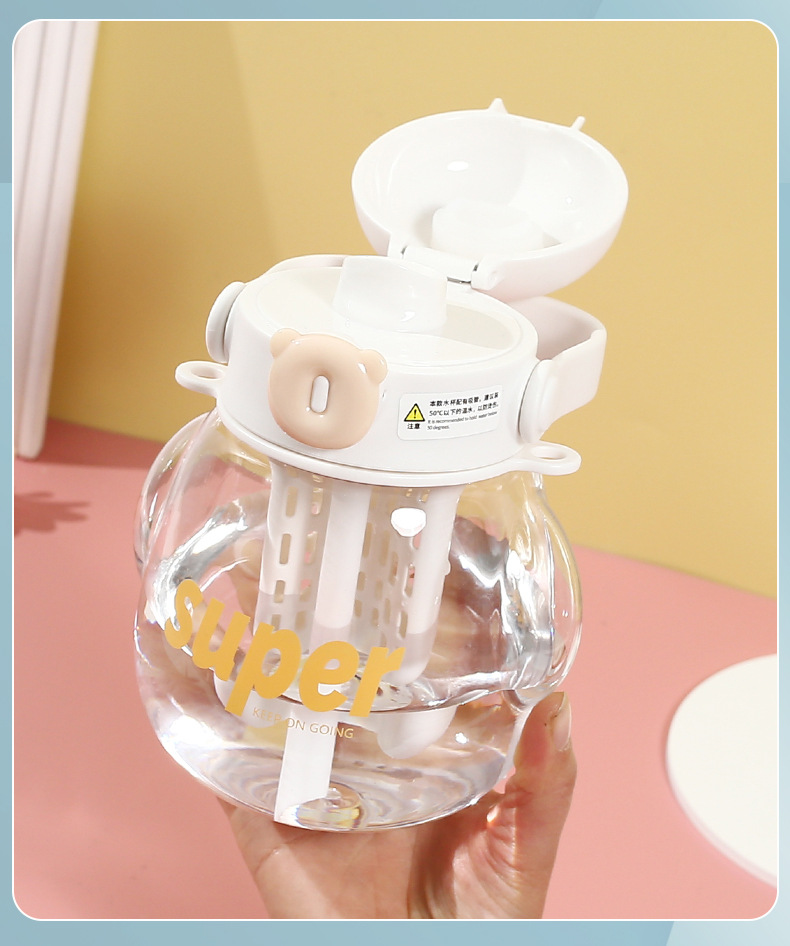 Tritan water cup, creative girls' big belly water cup, fresh and simple large-capacity cup, straw cup, student gift pic 30