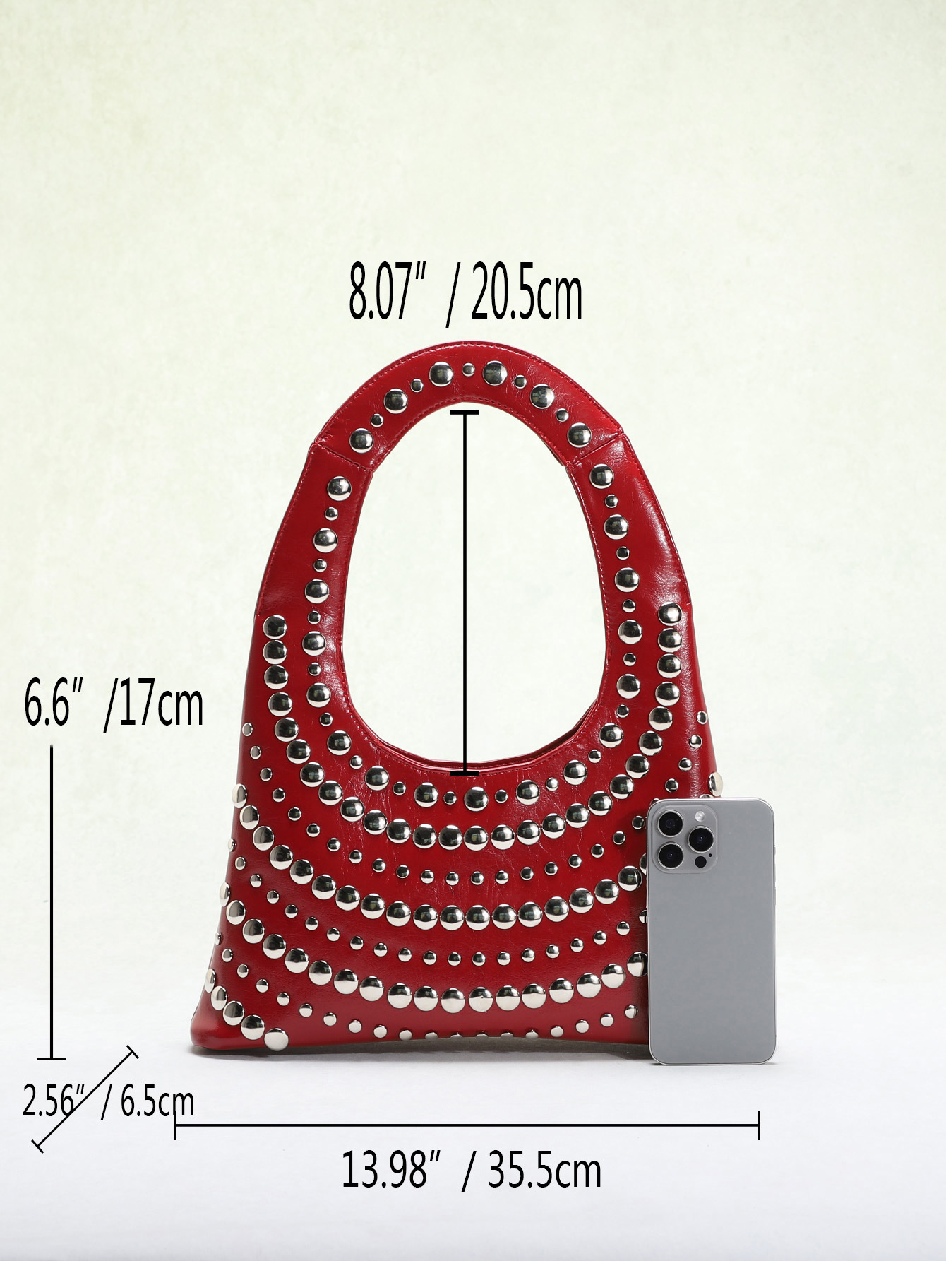 795g Weight Polyester Lining Material Rivet Fashion Element Open Closure Type Single Shoulder Strap Strap Type Shoulder Bag Bags Type Casual, Shopping Occasion Pu Leather Material Solid Color Pattern All Seasons Season Women's Gender Streetwear Style Dumpling Shape Shape Women's Pu Leather Solid Color Streetwear Rivet Dumpling Shape Open Shoulder Bag 10